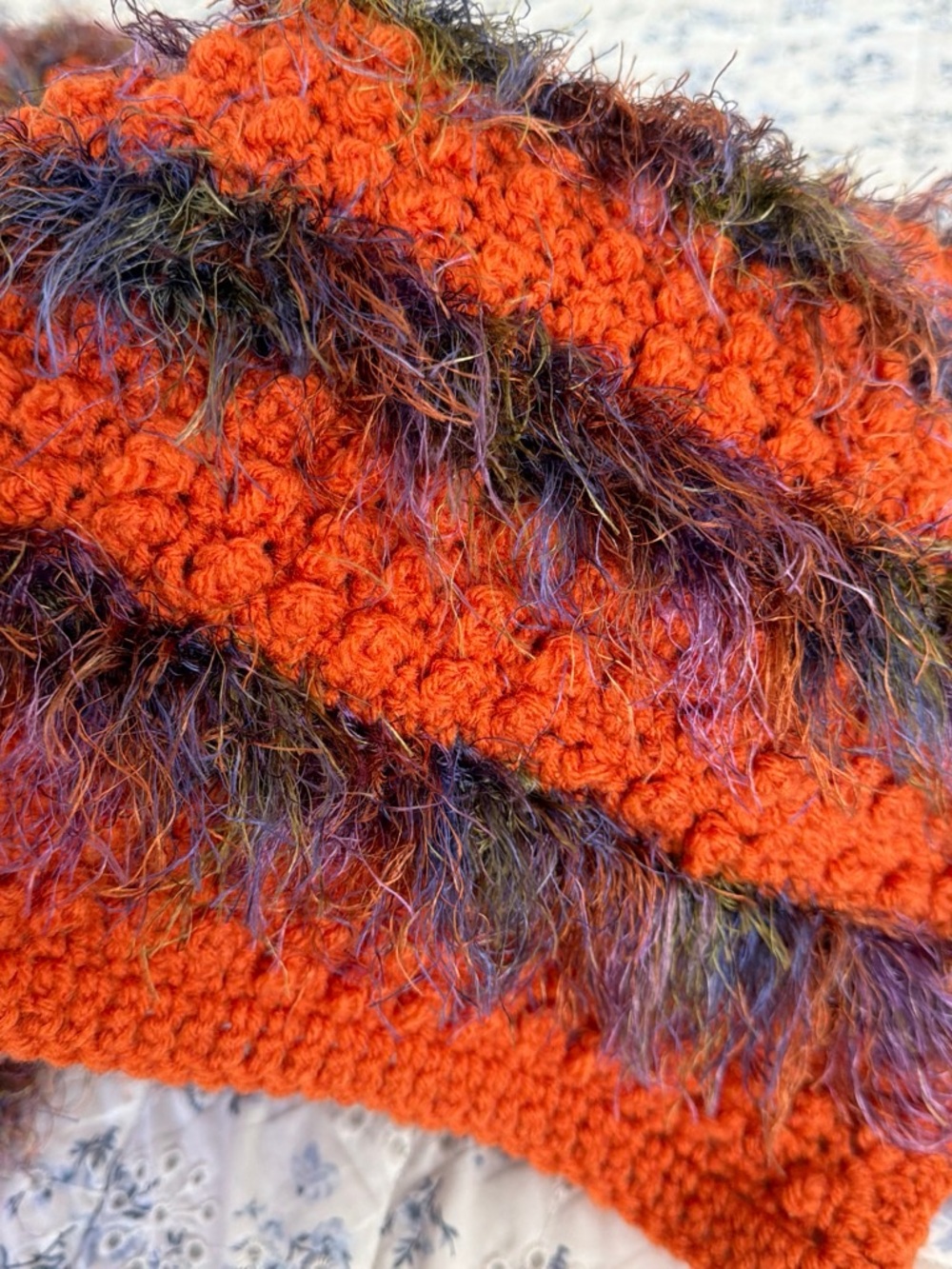 Handmade Orange crochet blanket